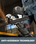 Using Cordless 4.5 Inch Angle Grinder With Brushless Motor, 20V Power Share, Tool Only, in workshop cutting metal