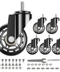 Six Pack 2.5 Inch Swivel Creeper Caster Wheels With Thread Stems Rocksolid Heavy Duty Polyurethane Treads components and tools