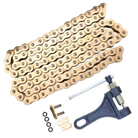 Gold 520 O Ring Chain 114 Links With Chain Breaker For Dirt Bikes ATVs UTVs 4 Wheelers Heavy Duty Master Link Beefs Up Your Ride