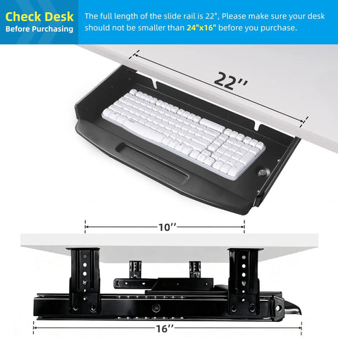 Heavy Duty Under Desk Keyboard Tray With Super Slick Glide Mechanism And 360 Rotating Mouse Platform Built Like A Tank For An Ergonomic Home Office Desk Setup At 28 Inches Long