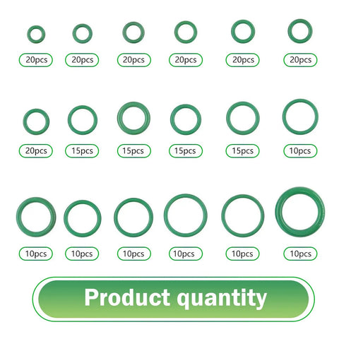 270 Piece Car AC Seal Gasket O Ring Kit With 18 Sizes Nitrile Rubber For Oil Gas Water High Temperature Durable O Rings Set Display.