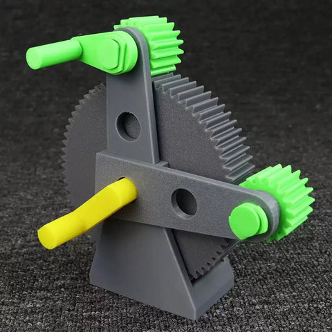 DIY Mechanical Gear Transmission System Principle Kit Planetary Gear Model for education, featuring green and yellow gears.
