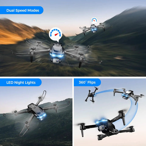Drone With Camera And Built In Screen On Controller For Beginners flying outdoors with dual speed modes and 360° flips
