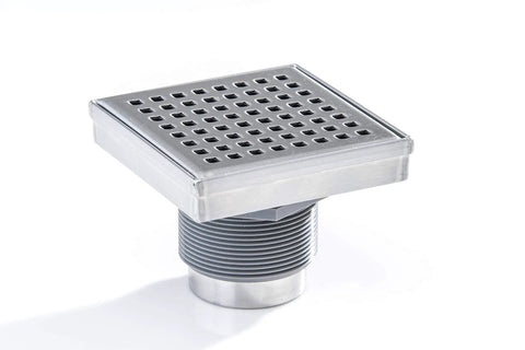 4x4 Inch Square Shower Drain Grate Built In Stainless Steel That Is Corrosion Resistant And Features A Self Cleansing Sloped Channel