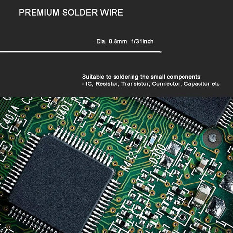 Lead Free Solder Wire With Rosin Core Flux 0.8mm Easy Flow Sn99 Ag0.3 Cu0.7 No Clean Electronics Soldering Wire on circuit board