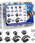 176 Piece Cable Clamps Set With Screws Eight Sizes Rubber Insulated Stainless Steel Cushioned Pipe And Loop Clamps Kit