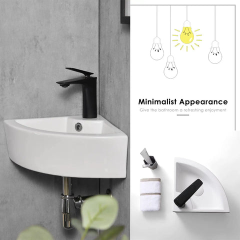 16 Inch Round Vessel Sink With Pop Up Drain Cool Matte Black Exterior White Interior Ceramic Vessel Sink Above Counter For Modern Bathrooms European Sleek Style Eye Catching Vanity Upgrade.