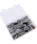 Motorcycle Fairing Bolts Kit With M5 And M6 Screws Nuts Washers And Spacers Plus Included Hex Wrenches For Ready To Roll DIY Installation And Universal Body Panel Hardware For All Models, assorted metal fasteners in plastic case