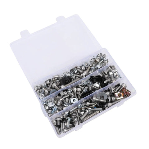 Motorcycle Fairing Bolts Kit With M5 And M6 Screws Nuts Washers And Spacers Plus Included Hex Wrenches For Ready To Roll DIY Installation And Universal Body Panel Hardware For All Models, assorted metal fasteners in plastic case