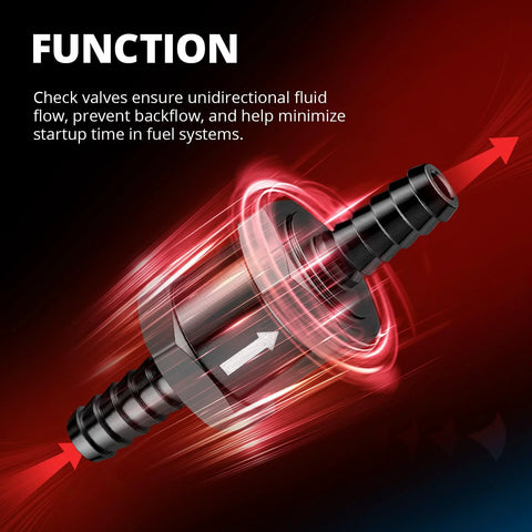 EVIL ENERGY 3/8-inch fuel check valve, two-pack, black inline one-way valve, 10 mm OD for diesel or gasoline.