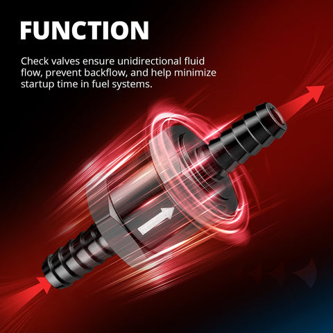 Five Sixteenths Inch Inline Fuel Check Valve One Way Non Return For Diesel And Gasoline Aluminum 6061 T6 Black Finish
