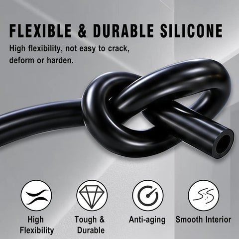 Awesome 6Pcs Auto Silicone Vacuum Hose Kit With 64 Connectors And Clamps For Cars Featuring Multiple Sizes From 1/8 Inch To 3/8 Inch Ideal For DIY Mechanics And Repair Jobs On Any Engine, black silicone hose