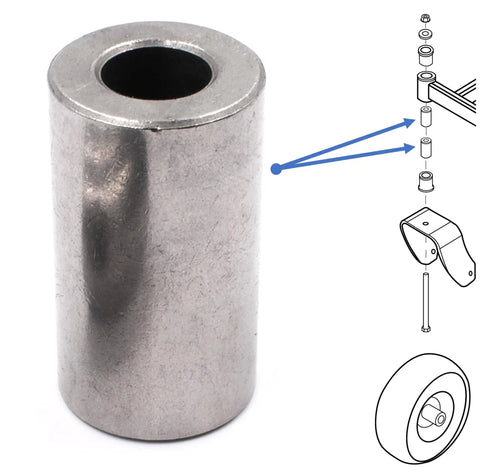 Heavy Duty Caster Spacer 2 Pack For Front Axle Swivel Wheel Pivot Bushing Fits Lawn Mowers And Zero Turn Equipment 0.50x1.00x1.84 steel spacer