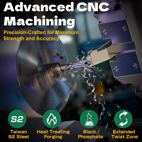 Advanced CNC machining for Anti Slip PH2 Impact Driver Bits Set 2 Inch Magnetic S2 Steel With Laser Etched Micro Slip Grip