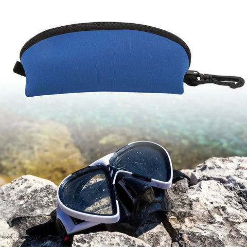 Blue Neoprene Dive Mask Storage Case Pouch For Goggles And Sunglasses, Shock Resistant Gear Bag And Travel Organizer outdoors