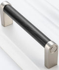 Black And Nickel Knurled Cabinet Pulls Three And Three Quarter Inch Hole Centers Solid Metal Handles Pack Of Ten For Kitchen