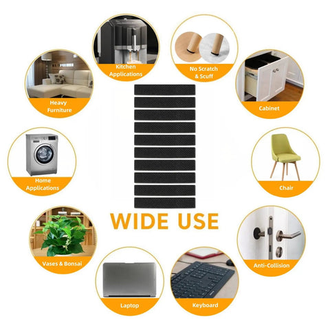 Heavy Duty Non Slip Rubber Furniture Pads That Lock In Place displayed with examples of wide uses in home applications.