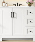 Modern 36 Inch Bathroom Vanity With Integrated Sink And Effortless Soft Close Drawers White Engineered Wood Cabinet