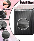 Black Bubble Mailers Set Of 50 Waterproof Self Seal Padded Envelopes For Shipping And Packing, detail of thickened design.