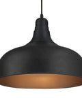 Textured Iron Finish One Light Indoor Pendant In Black With Bronze Interior Dope Classic Shape Ceiling Light For Sloped Ceilings Includes Mounting Hardware For Easy Install