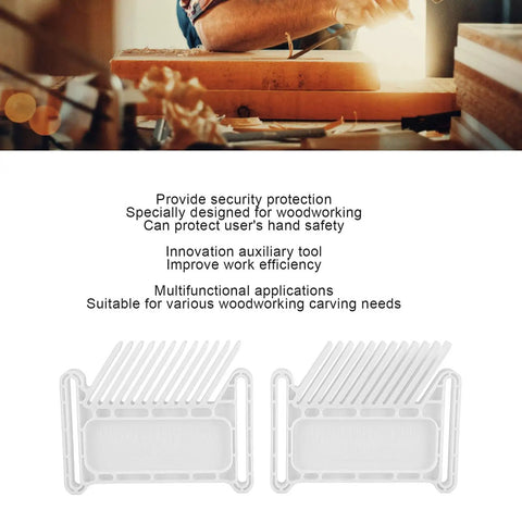 Adjustable Featherboard For Woodworking Shops Straight Up Safety Tool, white plastic tool for securing workpieces during woodworking.