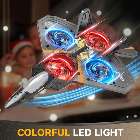 Foam Remote Control Airplane With Light For Kids And Grownups 360 Degree Flip Fighter Jet flying with colorful LED lights