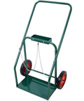 Heavy Duty 440 Lbs Welding Cylinder Cart With 10 Inch Solid Rubber Wheels Dual Oxygen And Acetylene Tank Dolly Removable Steel Cart For Secure Gas Cylinder Transport And Storage Green, green steel frame with chains and red wheels