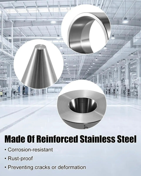 17 Degree Pro Grade Folding Reduction Die Set 5 Piece with Folding Cone displayed in industrial setting, showcasing stainless steel material.