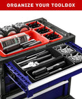 47 Piece Interlocking Tool Tray Organizer Set With Non Slip EVA Pads For Workbench And Rolling Tool Cart Red And Black Trays
