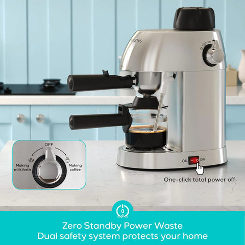 Premium Home Espresso Machine With Built In Milk Frother And Rapid Steam Wand For Bold Slick Coffee Shots Creamy Diner Style Lattes And Effortless Weekend Brews Right On Your Kitchen Counter, brushed metal finish, user-friendly controls.