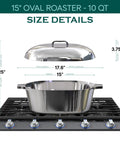 Cast Aluminum Oval Dutch Oven With Lid 10 Qt Heavy Duty And Lightweight Pro Grade Roaster Pan With Rack And Silicone Cover
