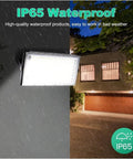 Security Lights Outdoor Flood Light Led Spotlights Outdoor Lighting Le mounted on wall in rainy weather, showcasing IP65 waterproof design.