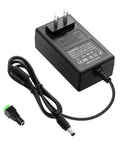 12V DC Power Supply 3A Universal AC Adapter 100-240V Input 50-60Hz To 12V Output Power Brick For LED Strip Lights CCTV Cameras PC Monitors And More With 5.5mm x 2.5mm Or 2.1mm DC Connector, black adapter with DC plug
