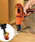Must Have 10-Piece Alloy Screw Extractor Kit For Removing Stripped Bolts And Damaged Screws With Easy Out Drill Bits That Grip Like A Boss. orange drill extracting a stripped screw from wood