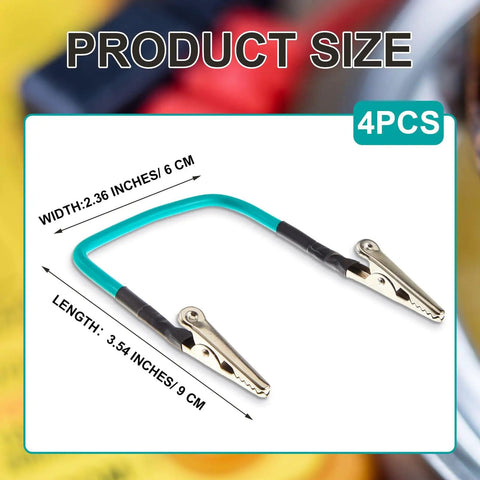4 Pack No Hands Wire Holders For Soldering Green Helping Hands Clip Holders with dimensions labeled, compact design