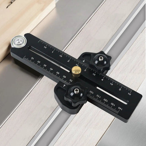 Rock Solid Aluminum Thin Rip Jig For Precision Woodworking Projects Built Tough with measuring scale and adjusting knobs