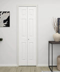 24 Inches By 80 Inches Bifold Barn Door With Hardware Kit, White Primed 6 Panel Hollow Core Interior Closet Door, installed