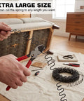 Person cutting Nine Gauge Zig Zag Upholstery Springs One Roll Forty Nine Foot High Carbon Steel Sinuous Support for sofa repair.