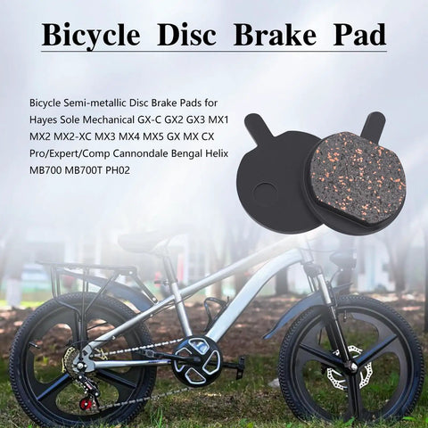 Pro Level Semi Metallic Disc Brake Pads For Mountain Bikes Delivering Dead Silent Braking And Rock Solid Control Heavy Duty Performance Compatible With Hayes Sole Mechanical Jak 5 B777 2 Pairs Total in view with bicycle part.