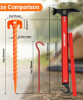 Size comparison of Hold It Down Easy 15 Pack Plastic Spiral Tent Stakes 10 Inch Heavy Duty Screw In Sand Anchors.