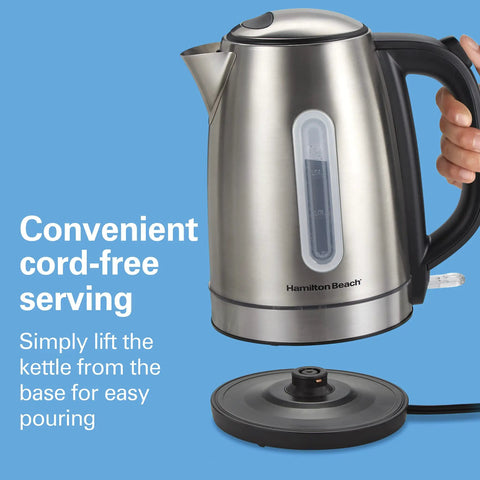 Fast Boil Electric Tea Kettle 1.7 Liter Cordless Water Boiler With 1500 Watts Auto Shutoff And Boil Dry Protection Stainless Steel