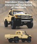 1:12 Scale MN82 LC79 Land Cruiser RC Crawler with Lights, 4WD Rock Truck, front and side view displaying rugged design