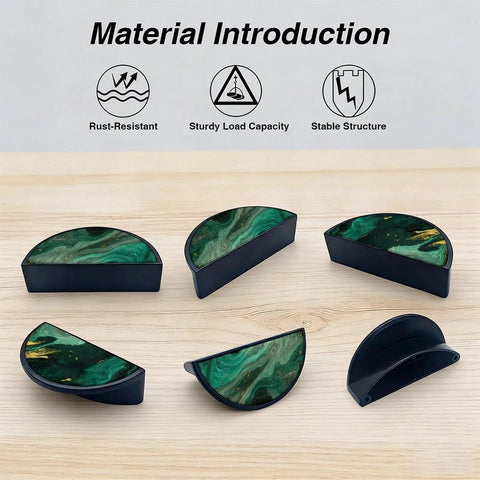 Emerald Fluid Art Gold Splatter Cabinet Pulls 2 Pack Black Semicircle Drawer Handles With 3 Inch Center display