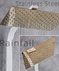 UMJIGF Luxury Shower System with Hot and Cold Water Shower Combo Set Multifunction 4 Handle Shower Faucet Set with Shower Head, Handheld Shower, Tub Spout, Bidet Sprayer Head, M,White and Gold in stainless steel with rainfall feature.