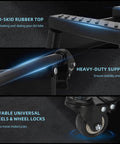 Close-up of Movable Dirt Bike Stand With Wheels Motorcycle Lift Panel showing anti-skid rubber top and heavy-duty steel frame.