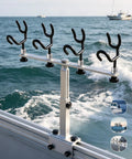 Crappie Rod Holder System For Boat Track Mount Four Rod Adjustable Spider Rig Setup Built With 316 Stainless Steel And Marine Aluminum Durable Track Compatible Design Fits Most Standard Track Systems on boat rail