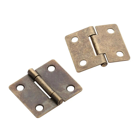 Antique Bronze Decorative Hinges For Wood Boxes And Cabinets, 38x34mm Butt Hinge Set, Vintage Drawer And Door Hardware, Two Pack