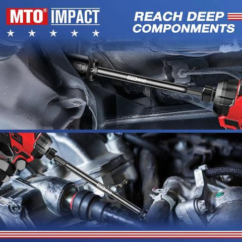 9 Piece Impact Drill Socket Adapter Set With Universal Joint Adapters, 1/4 Inch Hex Shank Wrench Adapters, Drives 1/4, 3/8, 1/2 Inch For Automotive And DIY, Extend Reach 2.6 To 6 Inches, CR-V Steel used in tight engine and under-car maintenance