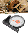 Slick Magnetic Angle Finder Tool With Clear Scale And Heavy Duty Plastic Build For Carpentry Woodworking And Metalworking Tasks That Bring In Hella Precise Readings Zero Hassle Guaranteed on a workbench.