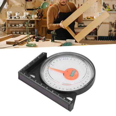 Slick Magnetic Angle Finder Tool With Clear Scale And Heavy Duty Plastic Build For Carpentry Woodworking And Metalworking Tasks That Bring In Hella Precise Readings Zero Hassle Guaranteed on a workbench.